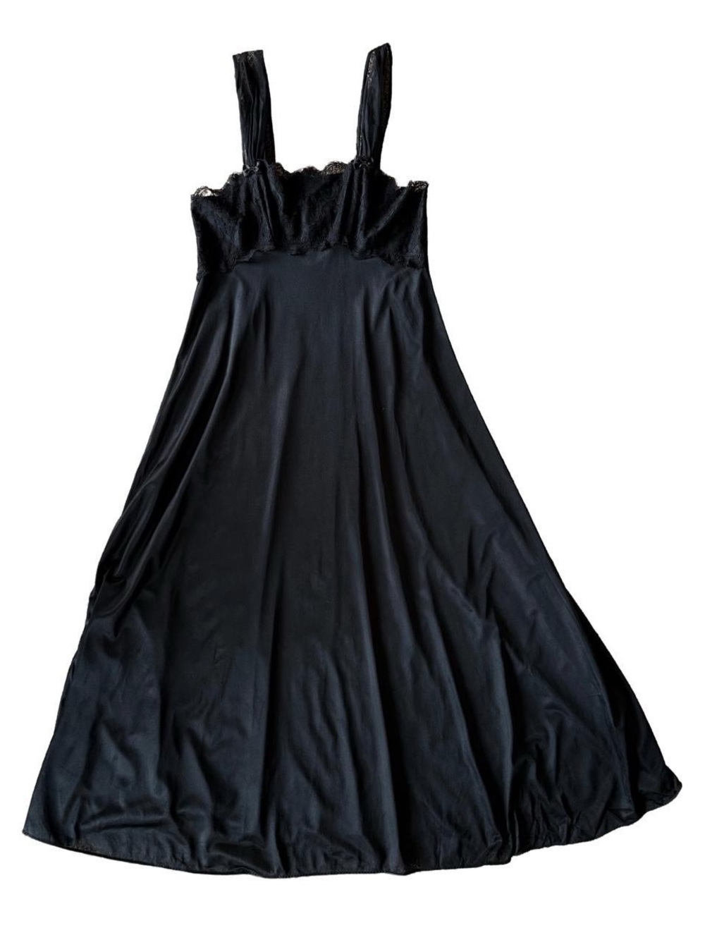 Adonna Vintage Women’s Black Lace Maxi Nightgown Lingerie Slip Dress Size L